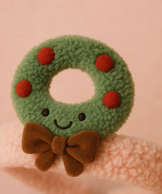Diadema de bebé con corona de Navidad de felpa – Lindo accesorio de pelo de dibujos animados para recién nacidos