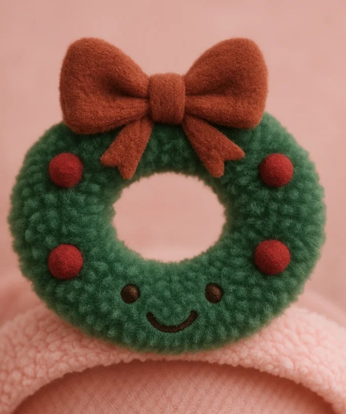 Plüsch Weihnachtskranz Baby-Stirnband – Süßes Cartoon-Haaraccessoire für Neugeborene