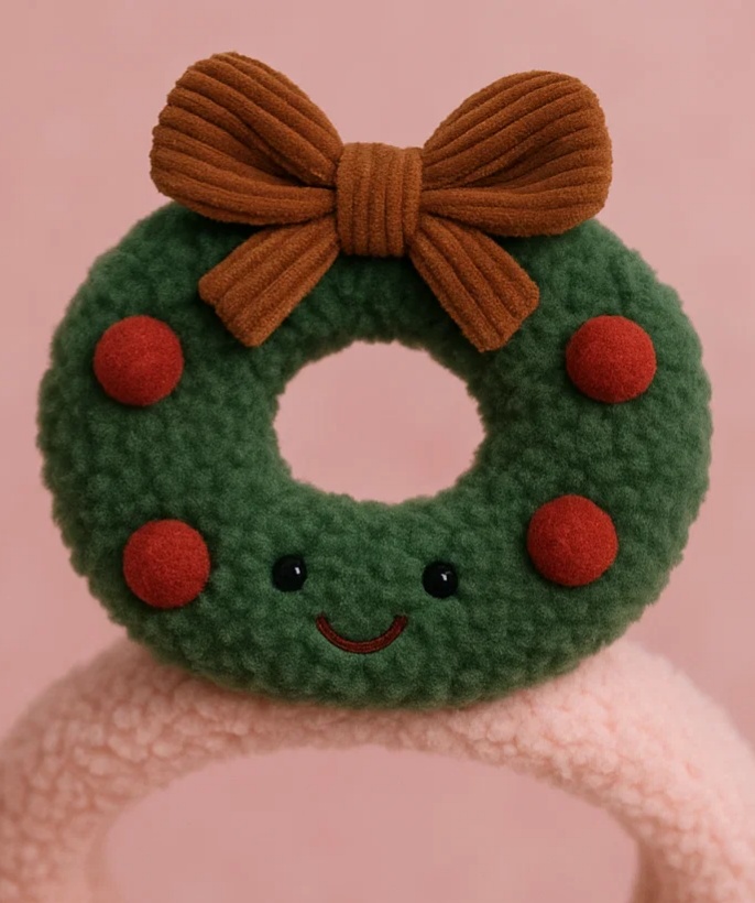 Bandeau bébé couronne de Noël en peluche – Accessoire cheveux mignon dessin animé pour nouveau-né