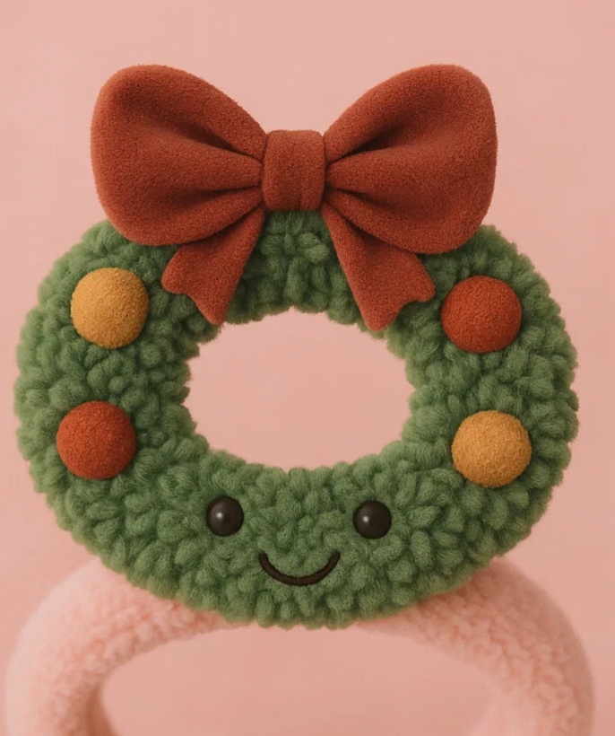 Plush Christmas Wreath Baby Headband – Cute Cartoon Newborn Infant Hair Accessory