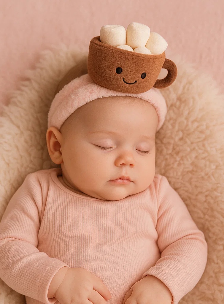 Plush Marshmallow Cup Baby Headband – Cute Cartoon Newborn Infant Hair Accessory