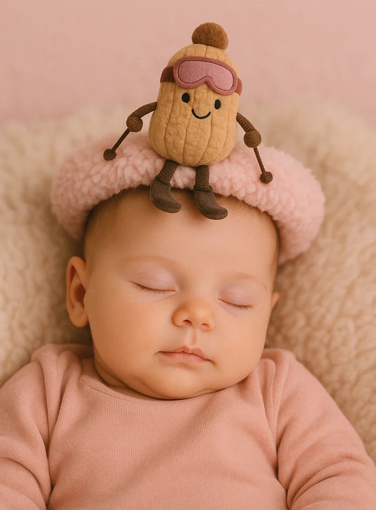 Bandeau bébé Amuseables Cacahuète Après Ski – Accessoire cheveux mignon dessin animé pour nouveau-né