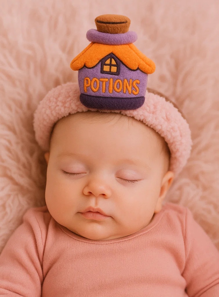 Plush Potion Bottle Baby Headband – Soft Cartoon Newborn Hair Accessory