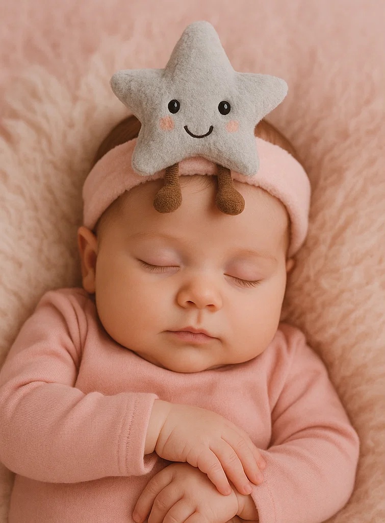 Faixa de Cabelo de Pelúcia Estrela para Bebê – Acessório de Cabelo de Desenho Animado Macio para Recém-nascido