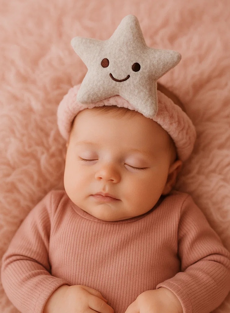 Diadema de Bebé Estrella de Felpa – Accesorio de Cabello Suave para Recién Nacido de Dibujos Animados