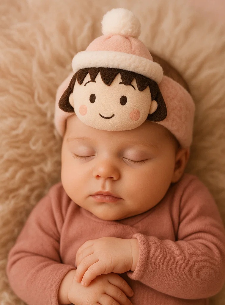 Diadema de bebé con muñeca de peluche con vestido rojo – Lindo accesorio para el cabello de uso diario y sesiones de fotos