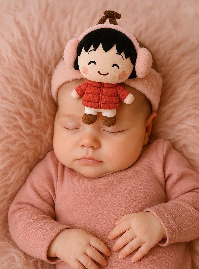 Red Dress Girl Plush Baby Headband – Cute Infant Hair Accessory for Daily Wear & Photoshoots