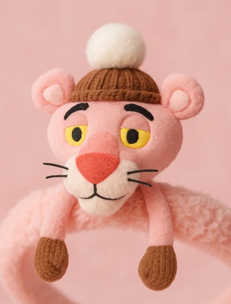 Pink Panther Plush Baby Headband – Cute Cartoon Infant Hair Accessory for Toddlers & Newborns