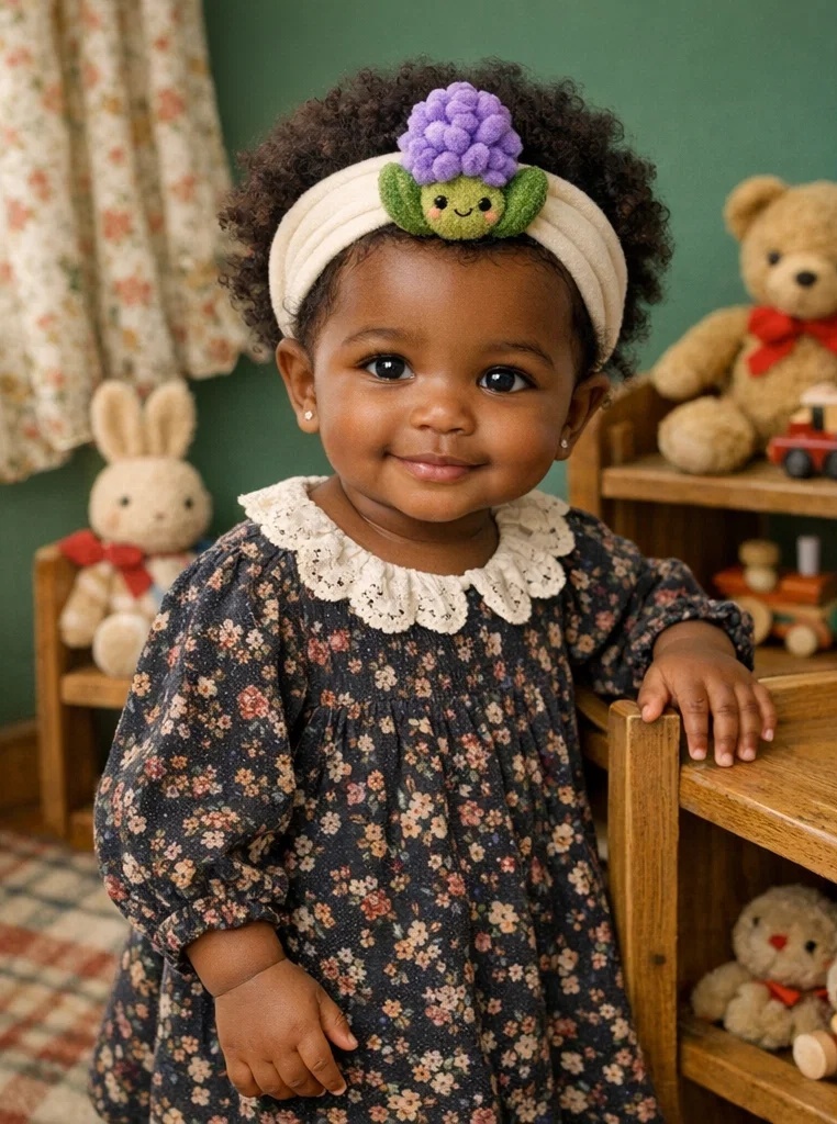 Faixa de cabelo para bebê com flor roxa de pelúcia – escolha ideal para atacado e lojas infantis