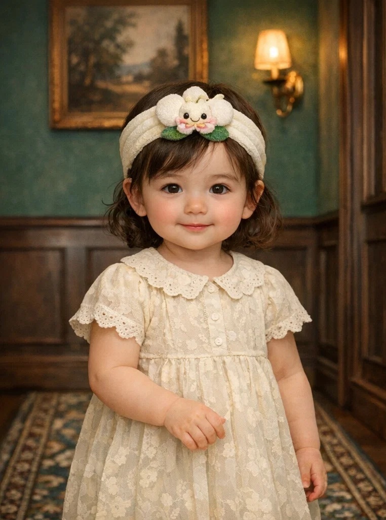 Diadema para bebé con flor blanca de felpa – producto estrella para mayoristas y boutiques infantiles