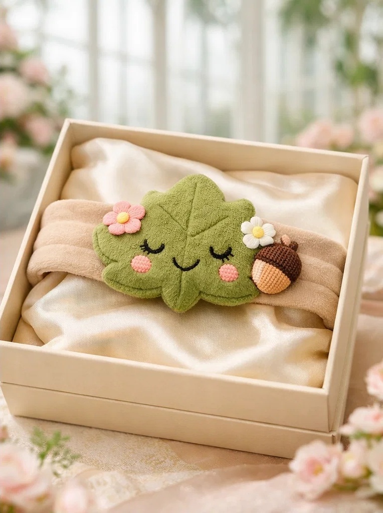 OEM Forest Leaf Doll Baby Headband with Acorn Detail – Custom Plush Infant Hairband for Wholesale Buyers