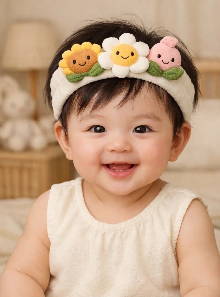 Adorable Strawberry and Daisy Baby Headband – Comfortable and Cute for Newborns