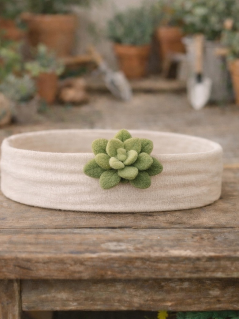 Succulent Plant Baby Headband – Minimalist Green Felt Design