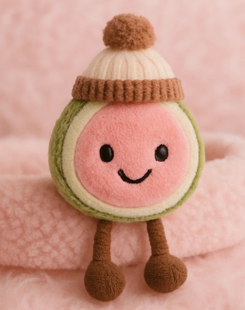 Diadema de bebé de peluche fruta rosa con hoja verde – Lindo accesorio para el cabello infantil de dibujos animados