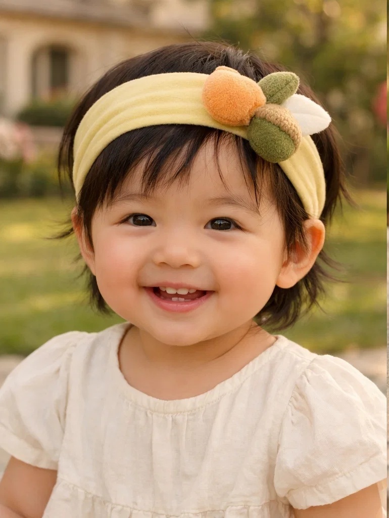 Orange & Nature Combo Baby Headband – Soft Handmade Details, Great for Baby Showers