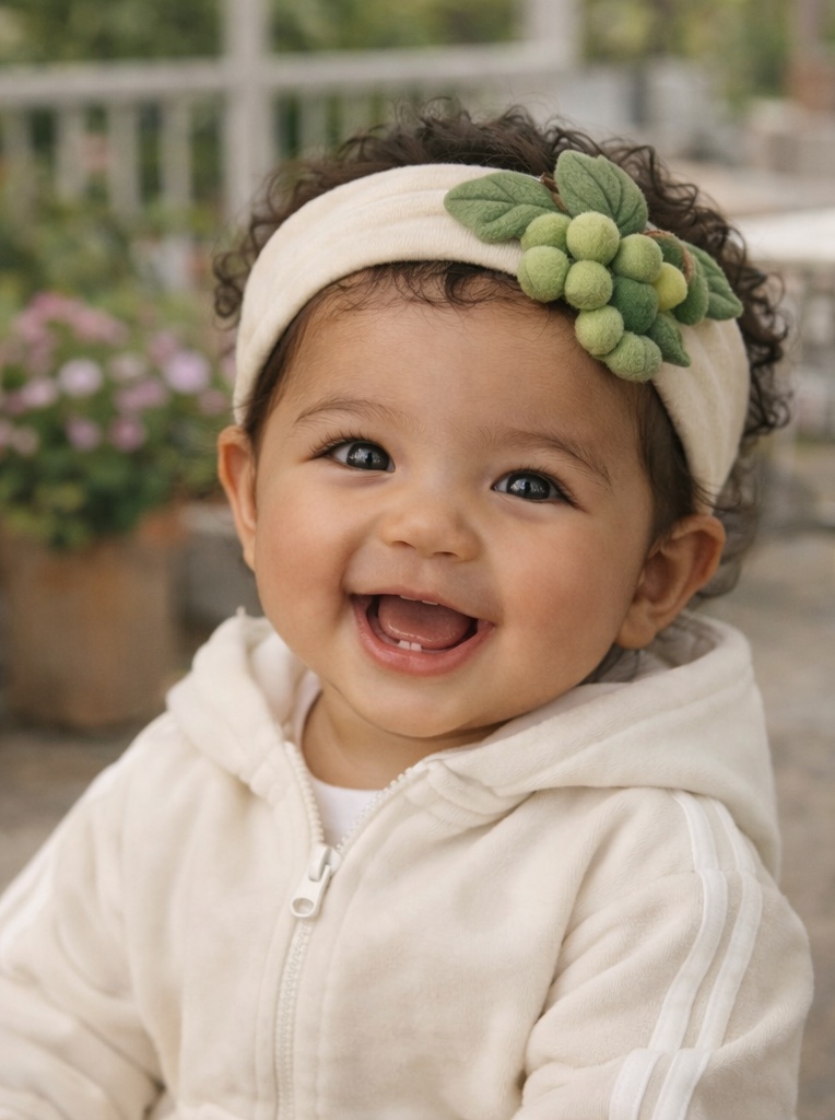 Green Grape Baby Headband – Unique Plush Fruit Accent for Creative Retail Displays