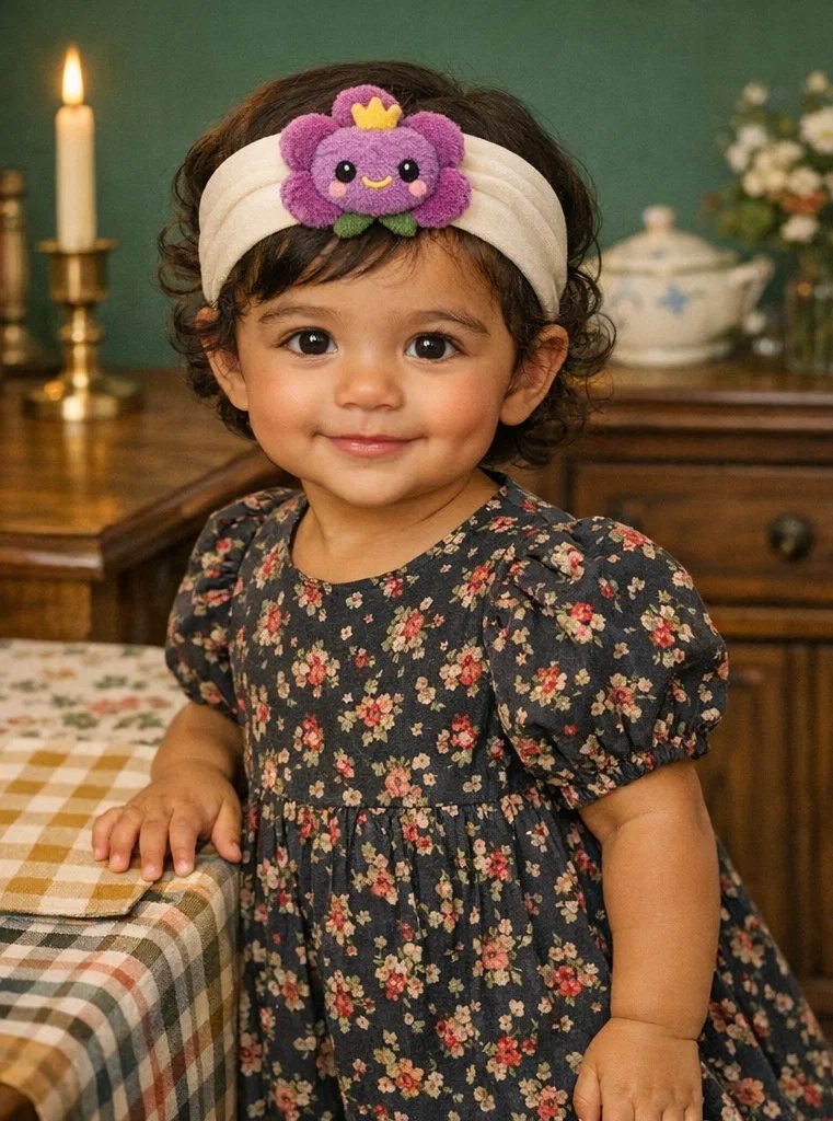 Adorable Baby Headband with Plush Flower and Crown Design - Perfect for Special Occasions