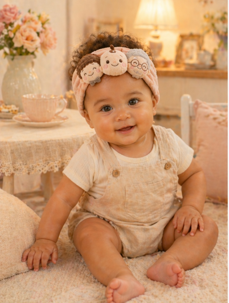 Retail-Ready Detachable Plush Girl Doll Baby Headband for Baby Boutiques & Gift Add-On Sales