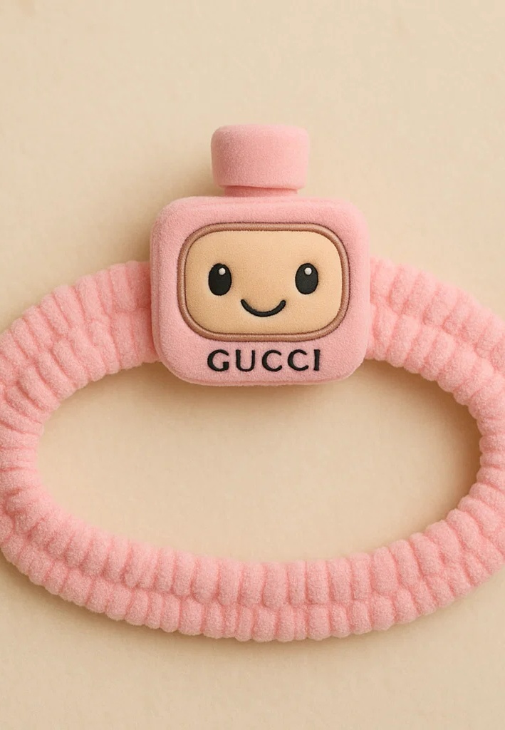 Cute Gucci Plush Doll Baby Headband for Newborns - Pink, Soft and Comfortable Hairband for Babies