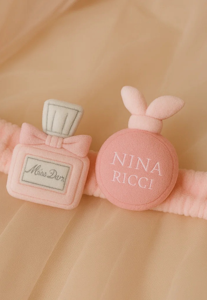 Cute Miss Dior & Nina Ricci Perfume Bottle Plush Baby Headband - Soft Pink, Comfortable and Stylish