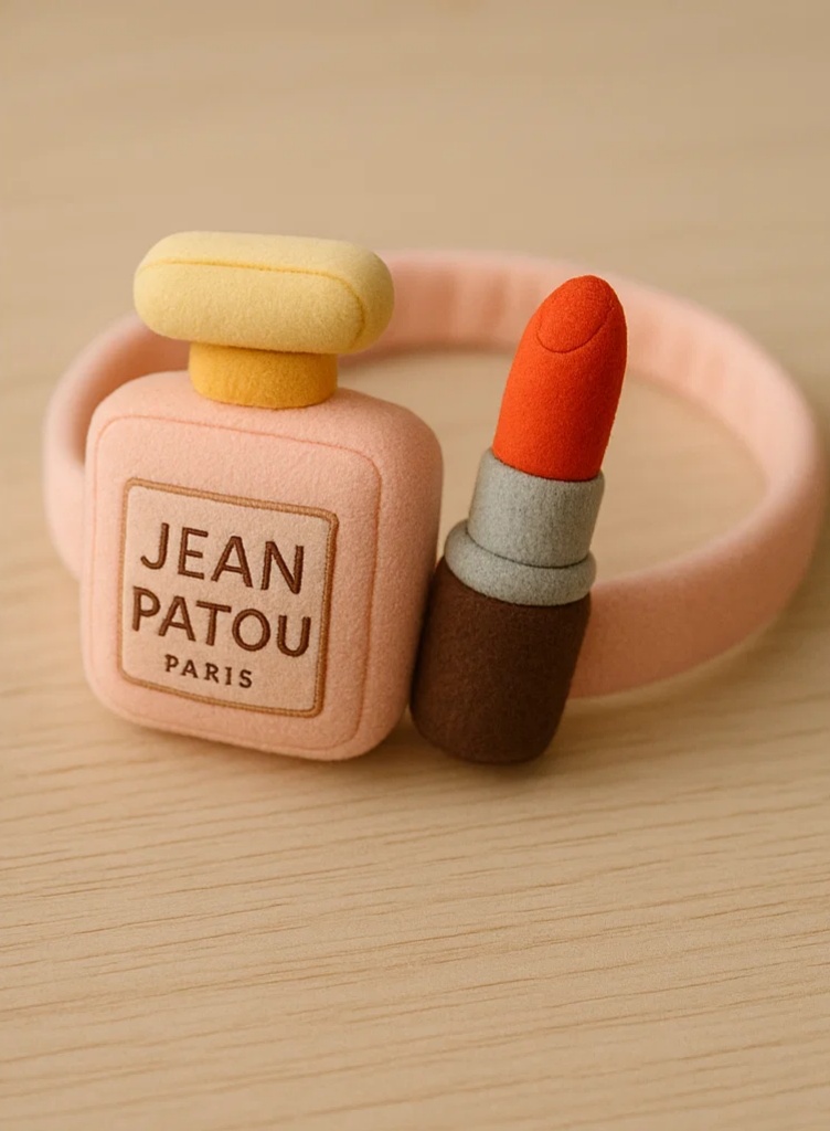 Plush Jean Patou Perfume & Lipstick Baby Headband – Cute Soft Makeup Doll Hairband for Girls