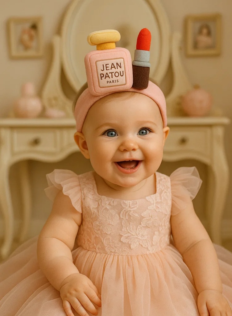 Plush Jean Patou Perfume & Lipstick Baby Headband – Cute Soft Makeup Doll Hairband for Girls