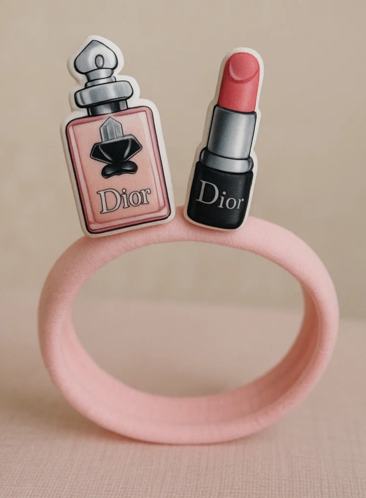 Bentiță pentru bebeluși cu decor din pluș Dior parfum și ruj
