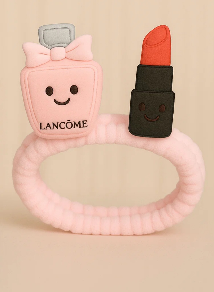 Baby Girl Soft Plush Headband with Perfume and Lipstick Design