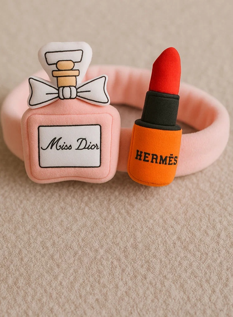 Baby Headband with Miss Dior and Hermès Lipstick Plush Decor
