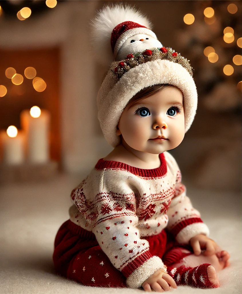 Cute Christmas Baby Headband with Santa Hat and Re