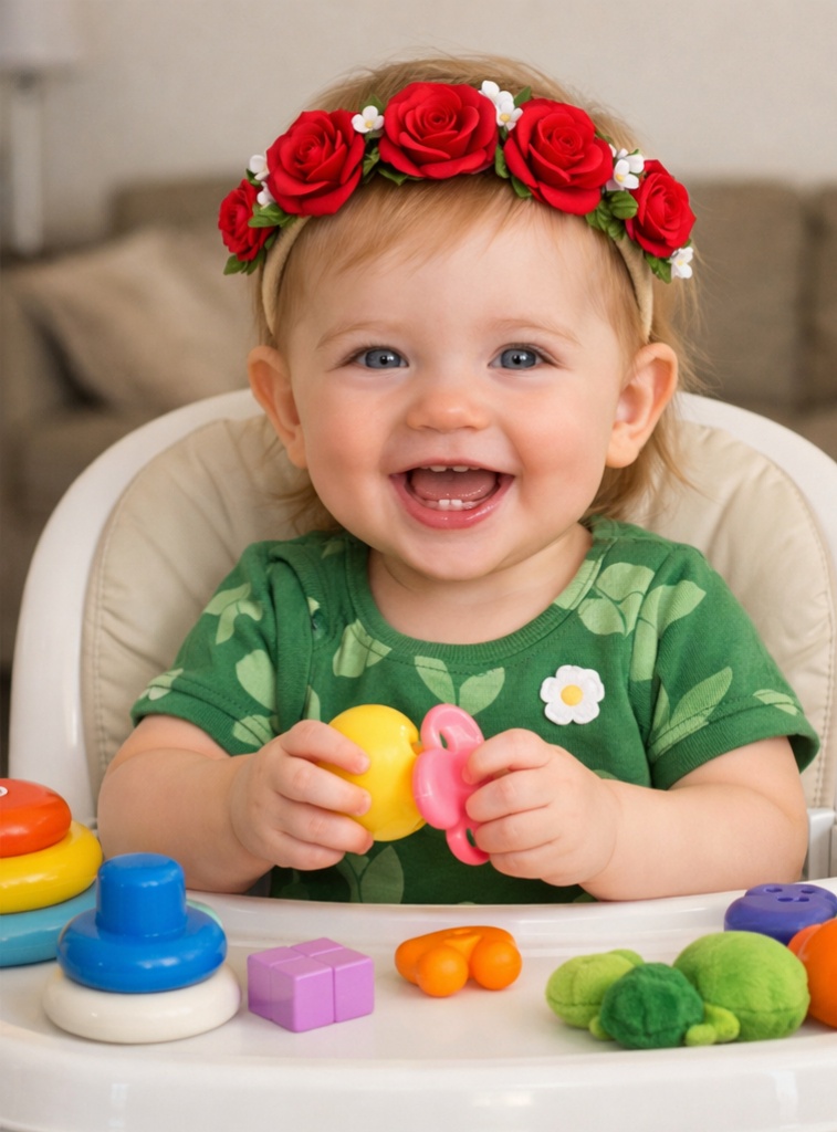 Boutique Style Plush Baby Headband with Floral Charm for Infant Photography