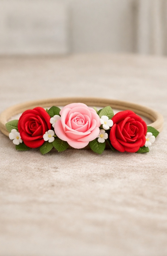 Cute Plush Floral Baby Hair Headband for Newborn Gift Sets and Photo Props