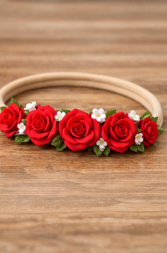 Boutique Style Plush Baby Headband with Floral Charm for Infant Photography