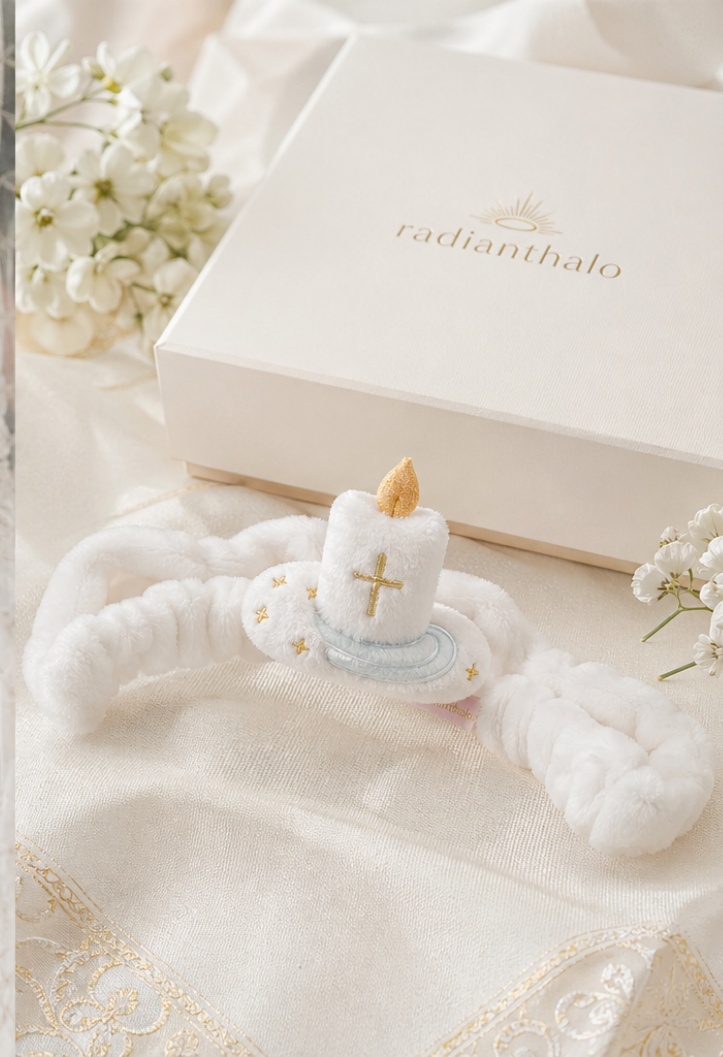 Wholesale Baby Christening Detachable Doll Headband, Soft White Baptism Hair Accessory for Boutique Ceremony Collections