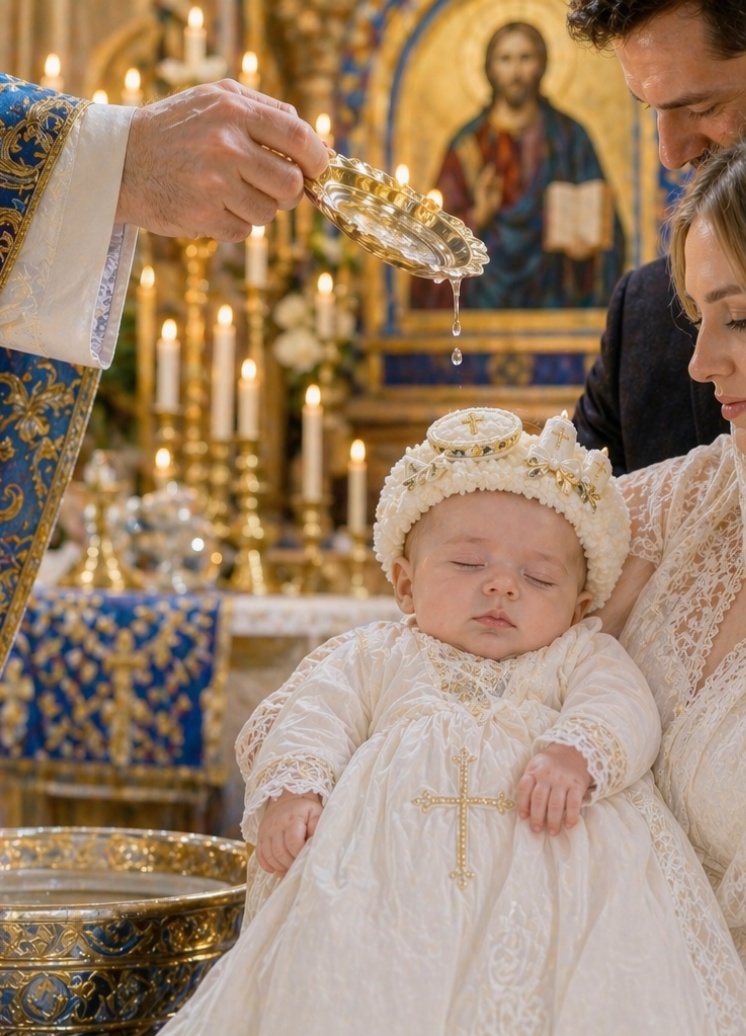 Wholesale OEM Removable Christening Doll Headband with Ivory Lace, Pearl Flowers and Cross Charm for Religious Baptism Doll Collections