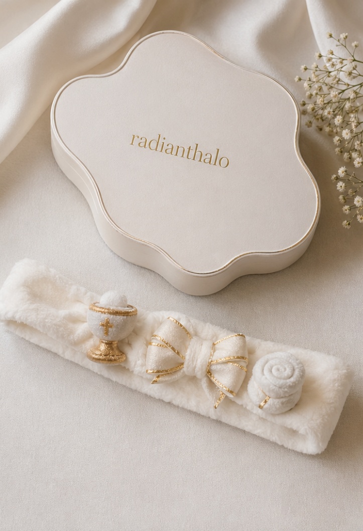 Diadema de Bautizo Ortodoxo para Bebé al por Mayor con Adornos Desmontables de Cruz Dorada y Motivos Sagrados