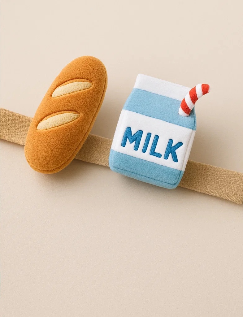 Bandeau bébé fait main avec lait et pain | Idéal pour photos et cadeaux