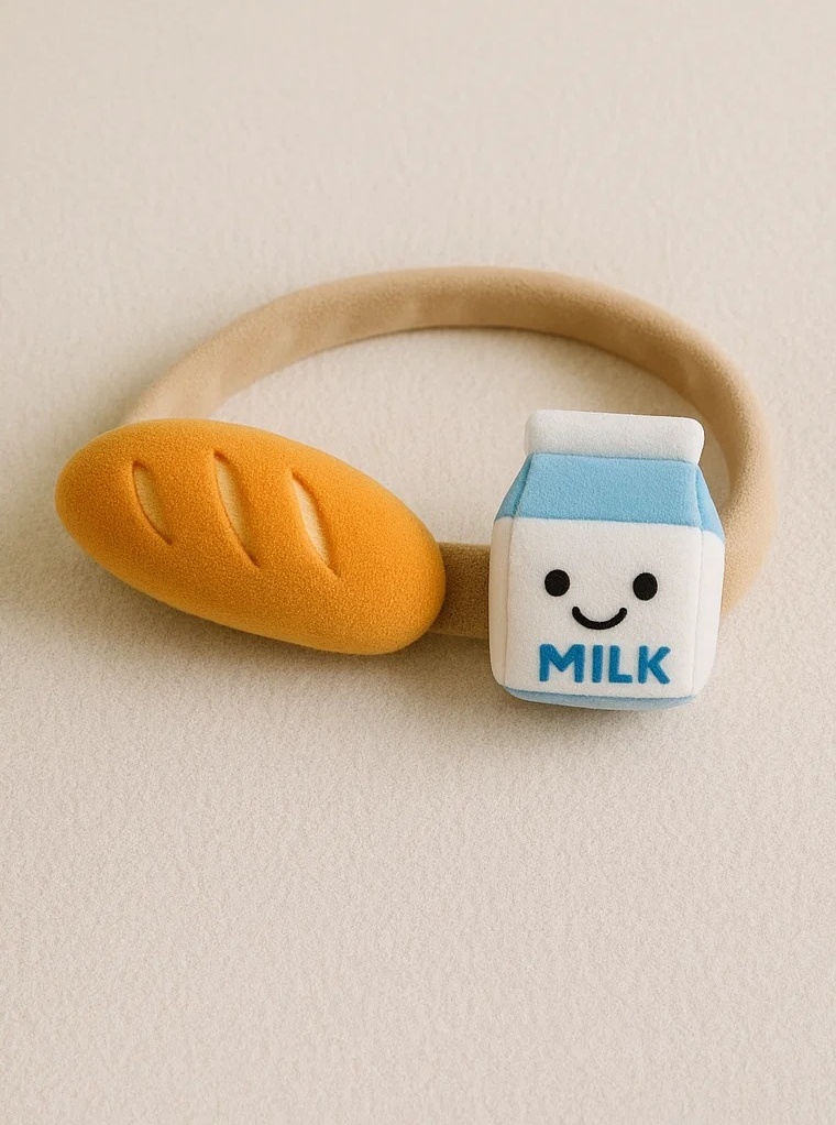 Tiara para bebê com leite sorridente e pão | Presente feito à mão ideal para fotos