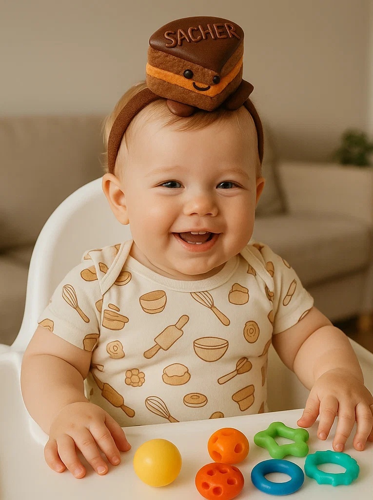 Sacher Torte Baby Headband | Handmade Austrian Cake-Inspired Baby Gift