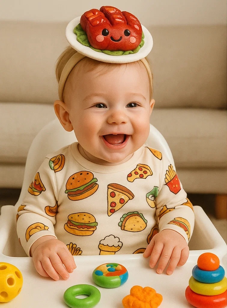 Char Siu Pork Baby Headband | Handmade Asian-Inspired Photo Prop & Gift