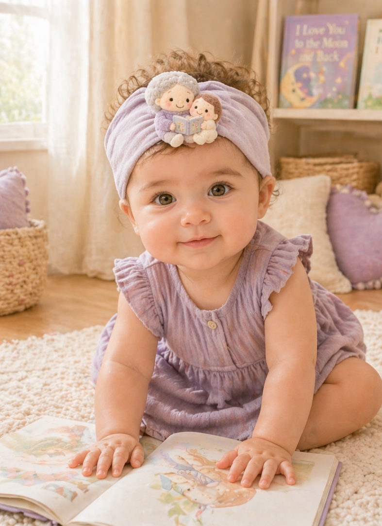 Wholesale Plush Baby Doll Headband with Removable Storytime Charm for Boutique Gift Sets