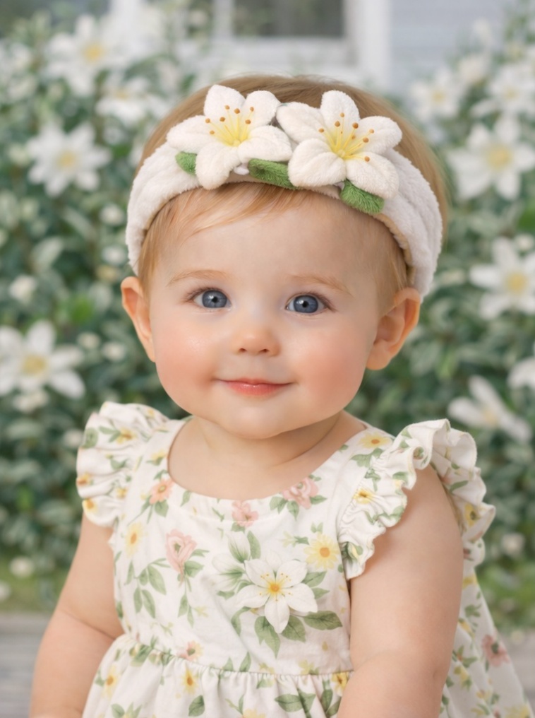 Radiant Halo White Flower Plush Baby Headband - Soft and Comfortable Baby Accessory for Everyday Wear