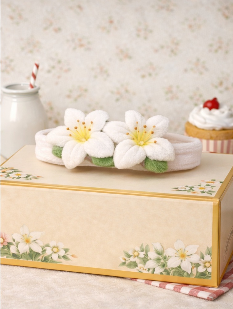 Radiant Halo White Flower Plush Baby Headband - Soft and Comfortable Baby Accessory for Everyday Wear