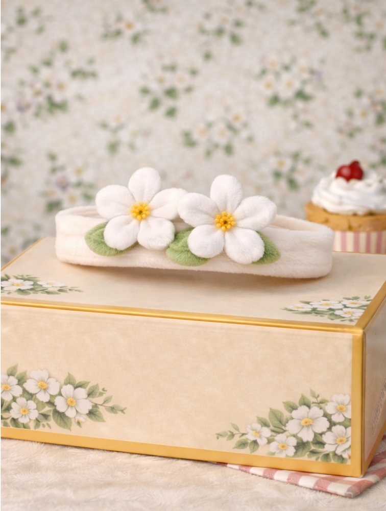 Radiant Halo White Flower Plush Baby Headband - Soft and Elegant Baby Accessory for Photos and Daily Wear
