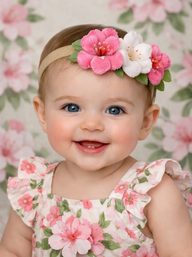 Radiant Halo Pink and White Tulip Plush Baby Headband - Soft and Comfortable Baby Accessory for Photos and Daily Wear