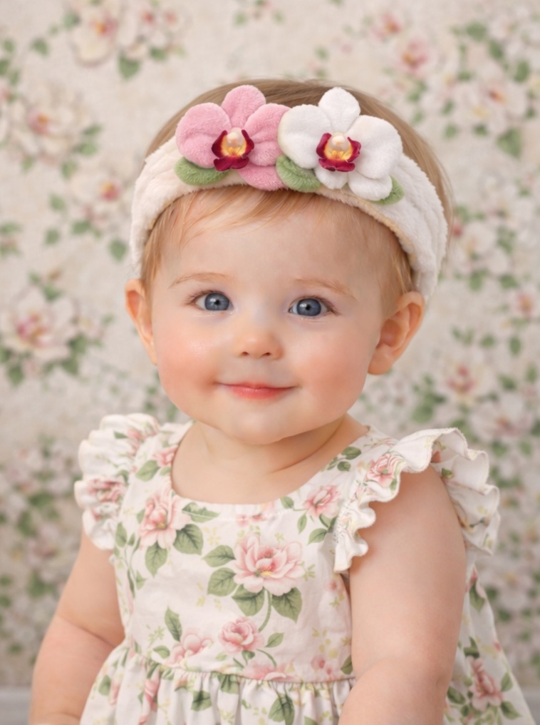 Radiant Halo Pink and Yellow Daisy Plush Baby Headband - Soft and Comfortable Baby Accessory for Photos and Daily Wear