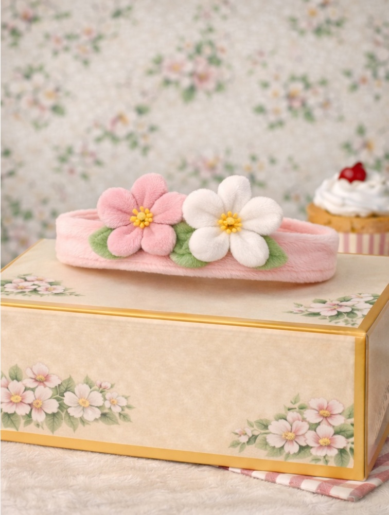 Radiant Halo Pink and White Cherry Blossom Plush Baby Headband - Soft and Stylish Baby Accessory for Photos and Daily Wear