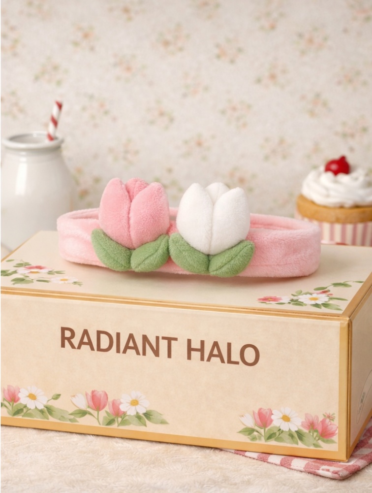 Radiant Halo Yellow and Pink Flower Plush Baby Headband - Soft and Comfortable Baby Accessory for Photos and Daily Wear