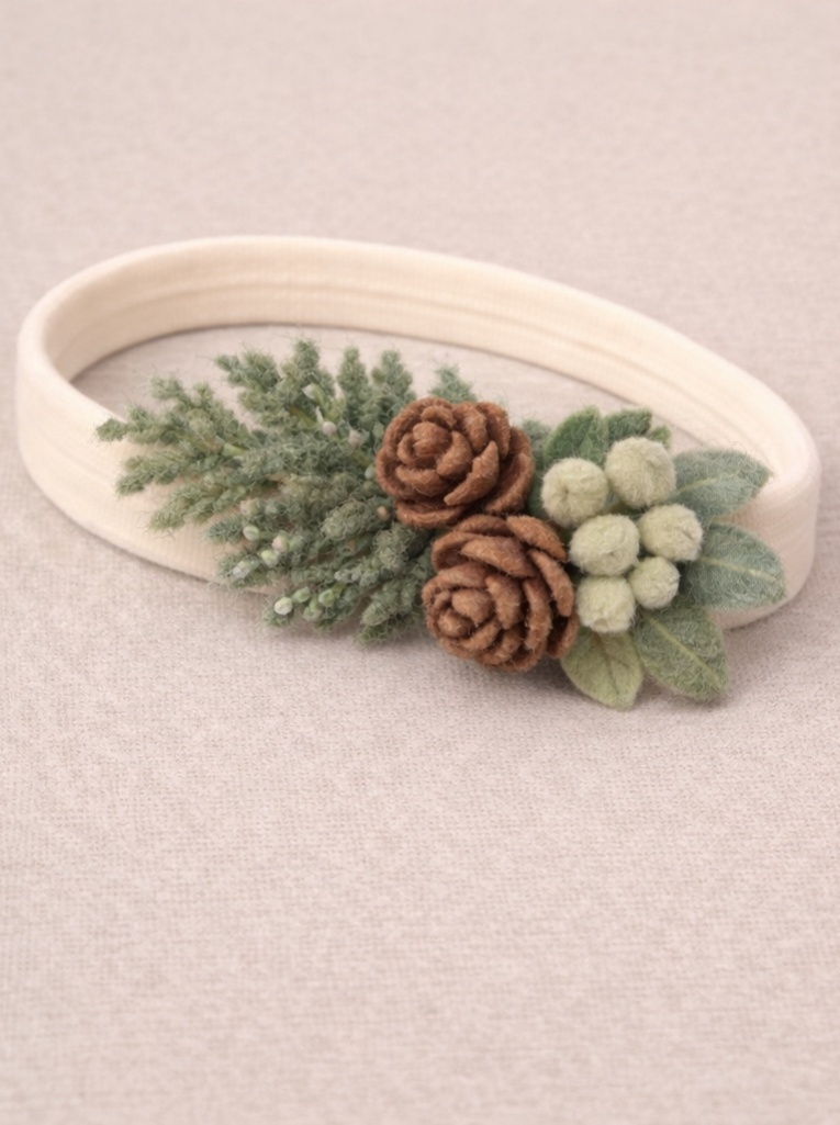 Baby Headband with Pinecones and Greenery