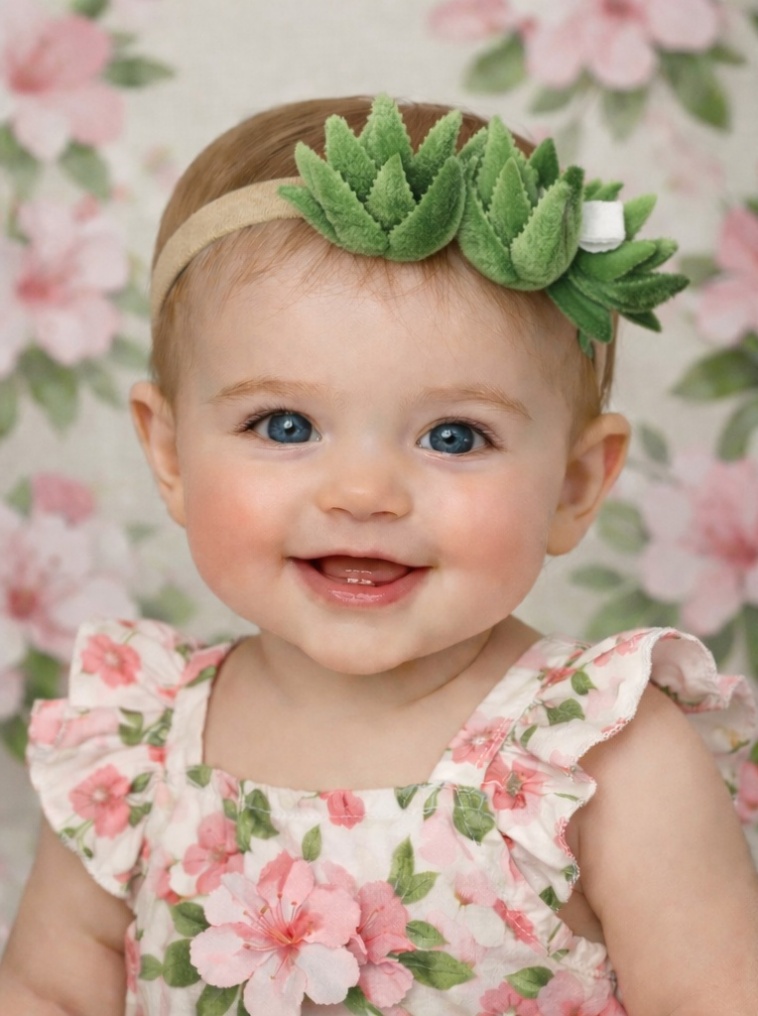Radiant Halo Grün Kaktus Plüsch Baby Stirnband - Weiches und Komfortables Baby Accessoire für den Alltag